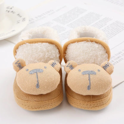 Winter Newborn Baby Boots Shoes Cute Cartoon Boy Girl Toddler Plush Snow Booties Warm Infant Crib Shoes Infant First Walkers
