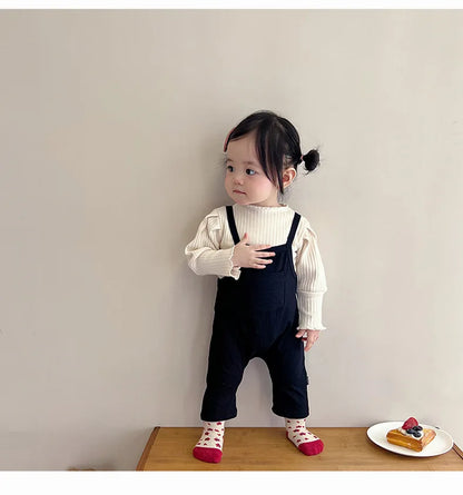 2025 Spring New Baby Girl Sleeveless Romper Cotton Infant Toddler Solid Casual Overalls Girls Trousers Children Strap Jumpsuit