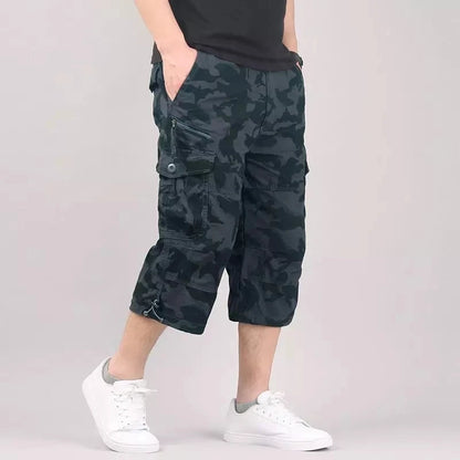 Long Length Cargo Shorts Men Summer Multi-Pocket Casual Cotton Elastic Capri Pants Men Military Tactical Short Hot Breeches 5XL