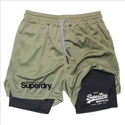 Summer Shorts for Men 2 in 1 Athletic Gym Workout Running Performance Shorts Print with Phone Pocket Quick Dry Breathable shorts