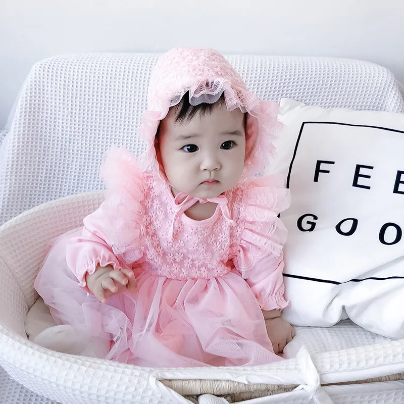 New Born Baby Girl Dress Clothes Christening Dress Classic Infant Baptism Wedding Tulle Dress for Spring Summer 0 3 6 Months