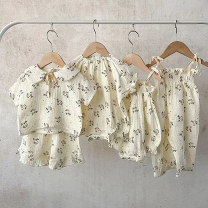 Korean Style Children Clothing Set Short Sleeved Cotton Printed T-Shirt+ Shorts Newborn Baby Girls Clothing Suit For Summer