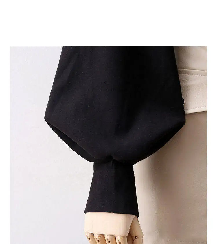 Lantern Sleeves Vintage Shirts Women Elegant White Women's Blouse with Lush Sleeves 2025 Fashion Button Up Shirt Black dropship