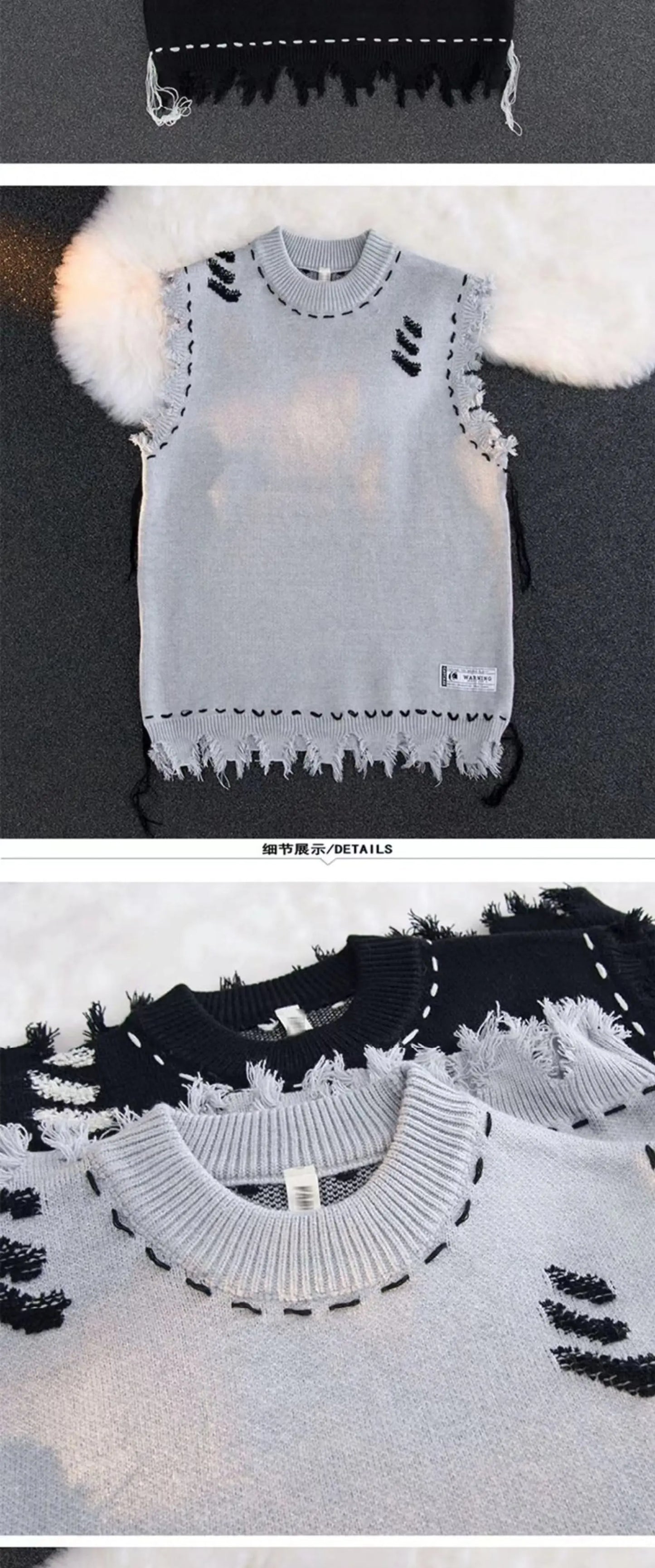 Sweater Vests Men Frayed Raw Edge Comfortable Sleeveless All-match Japanese Style Knitting Leisure Daily Chic Aesthetic Classic