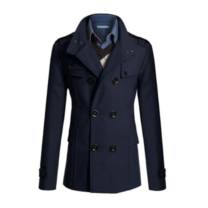 Fabulous  Winter Jacket Woolen Streetwear Men Jacket Button Decoration Warm Men Coat for Daily Wear