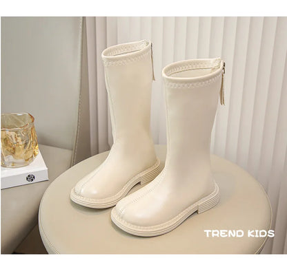 New Design Children Boots Girls Leather Shoes White Luxury Casual Sports Shoes Autumn Lightweight Girls Ankle Boots