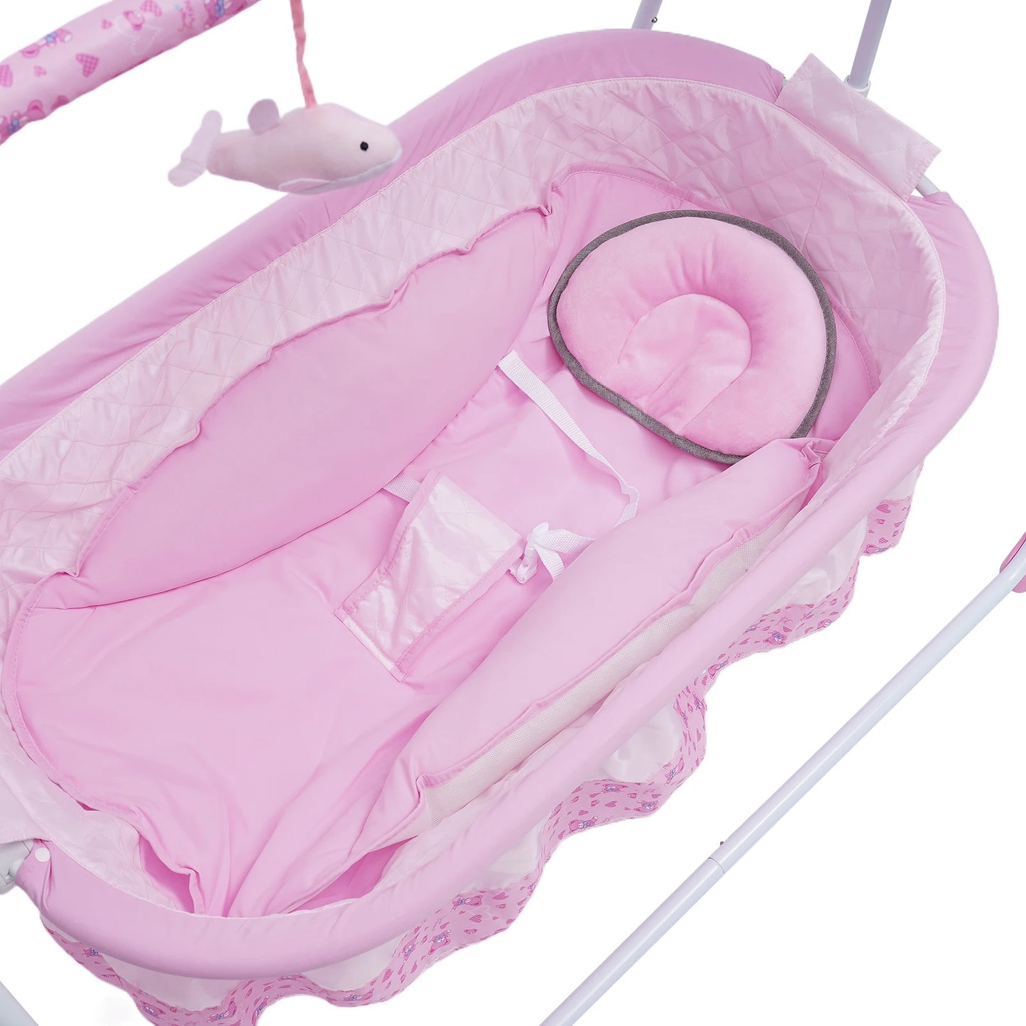 5 Gears Electric Auto-Swing Baby Crib Cradle Sleep Bed Infant Rocker + Net Music Bluetooth Music Adjustable+ Mat