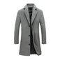 Breathable Woolen Coat Men's Woolen Coat with Formal Suit Collar Solid Color Mid-length Jacket for Office Business Outwear Lapel