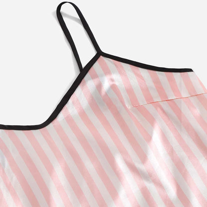 Women's Sexy Summer Pajama Sets Cartoon Pattern Pajamas Strap Sleeveless Satin Set Sleepwear Female Pajamas Nightwear Home Suit