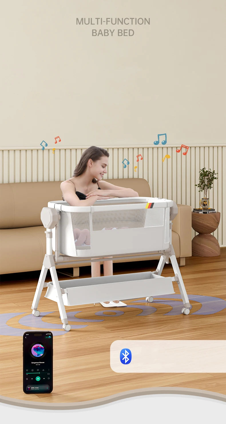 Folding cribs Baby bed Switch large bed Multifunctional infants and young children to move new baby bed