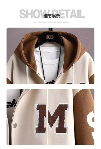 S-6XL Men's Hooded Pockets Cargo Jacket Men's Clothing Spring Autumn Japanese Fashion Loose Male Coat Hooded Baseball Jersey New