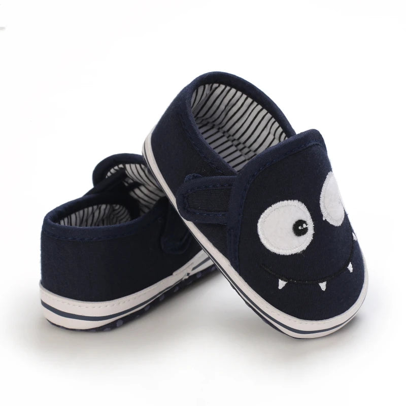 Lucky Blue Newborn Infant Toddler Boy Girl Casual Breathable Soft Cloth Bottom  Anti-slip PU Leather First Walkers Canvas Shoes
