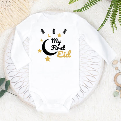 Baby's First Eid Bodysuit My First Eid Toddler Outfit Ramadan New Born Long Sleeve Romper Child Boy Girl Ramadan Clothes