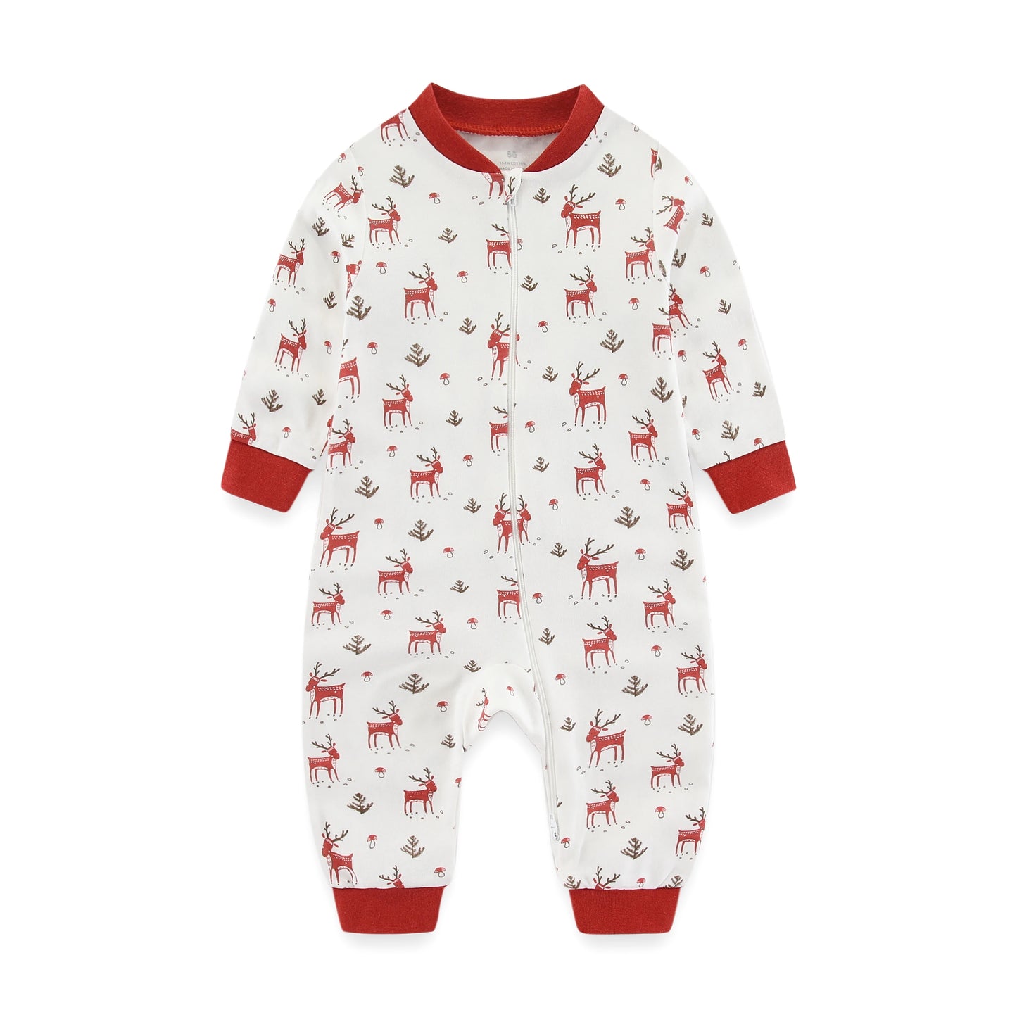 Newborn Baby 2-way Zipper Romper Cotton One-piece suit 0-24 Months Long Sleeve Newborn Baby Pajamas Comfortable Breathable