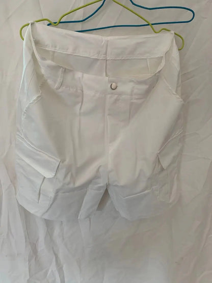 Summer Fashion Casual Tooling Shorts Men's Solid Loose Cotton Multi-pockets Cargo Pants Comfy Beach Sport Short Trousers for Men