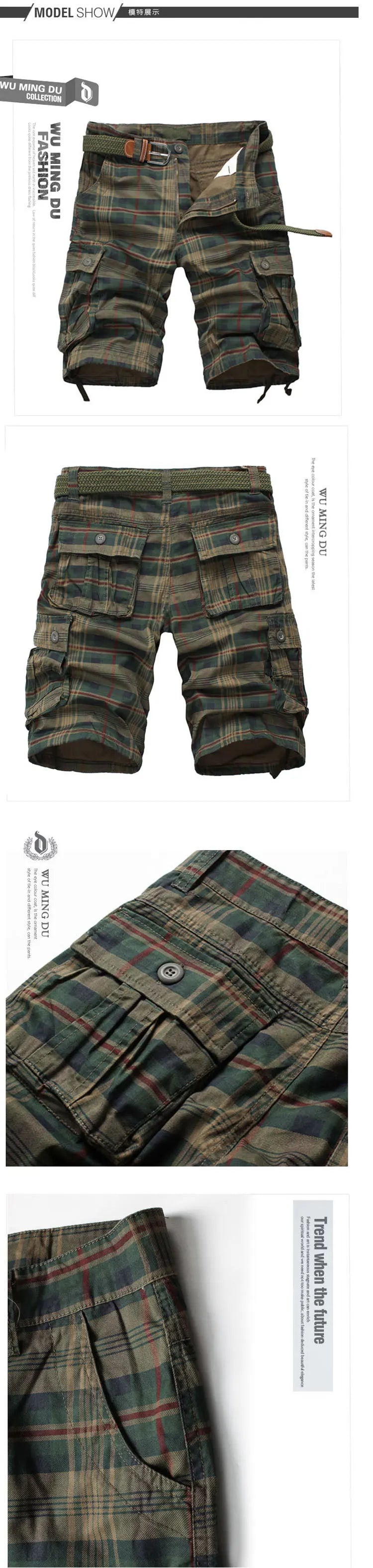 2025 Summer new men's cargo shorts men's large size fashion casual plaid Shorts