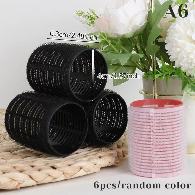 6pcs Hair Rollers Heatless Hair Curlers No Heat Hair Bangs Volume Self-adhesive Hook Curlers DIY Styling Tools & Accessories