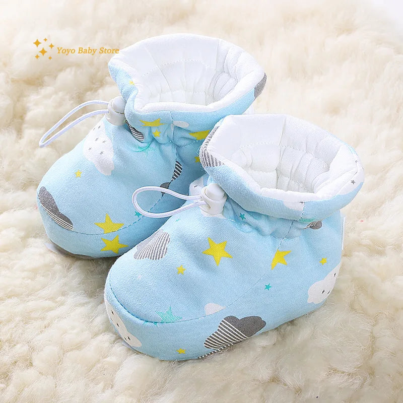 Newborn Baby Shoes for Boys Girls Winter Warm Thicken Plush Toddler Shoes Soft Sole Kids Short Booties Infant First Walker