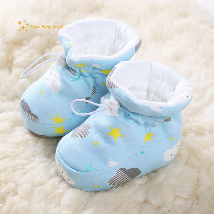 Newborn Baby Shoes for Boys Girls Winter Warm Thicken Plush Toddler Shoes Soft Sole Kids Short Booties Infant First Walker