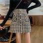 Tweed Skirts for Women Solid High Waist Slimming Skirts Autumn Spring 2025 Buttons Double Breasted Tweed Wool Mini Skirt