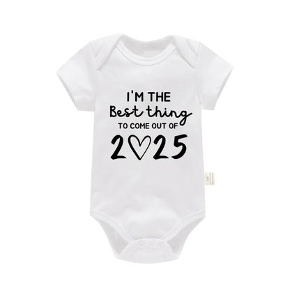 I'm the Best Thing 2025 Newborn Baby Clothes White Cotton Summer Bodysuits for Infants Short Sleeve Boys Girls Romper