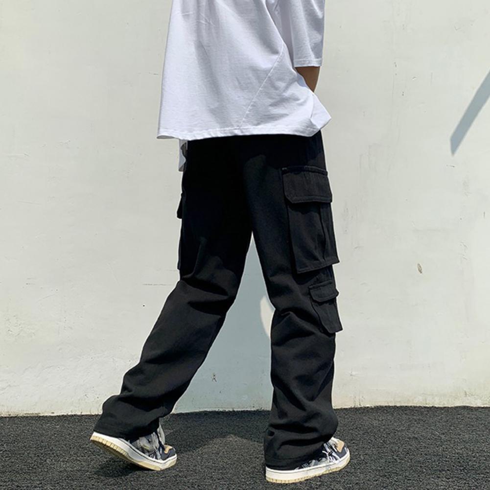 New Cargo Pants Men's Loose Straight Oversize Clothing Solid Grey Versatile Work Wear Black Joggers Cotton Casual Male Trousers