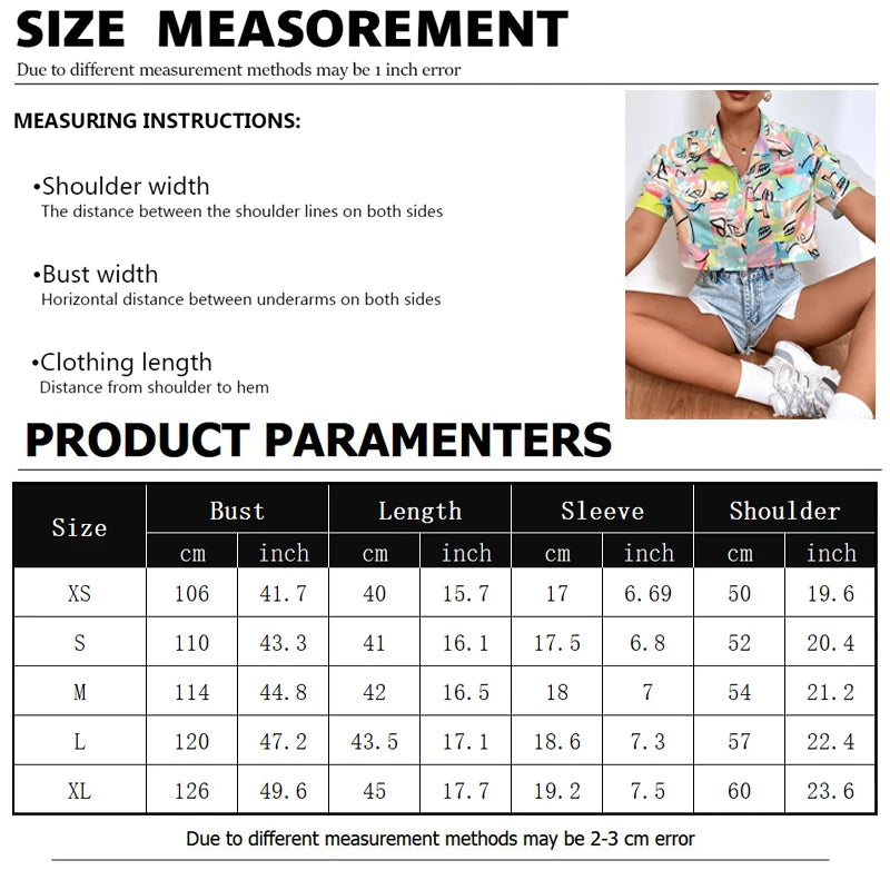 Women's Lapel Button Tank Tops Shirts Summer Casual Short Sleeve Shirts 3D Cherry Printed Women's Clothing Navel Exposed Shirts