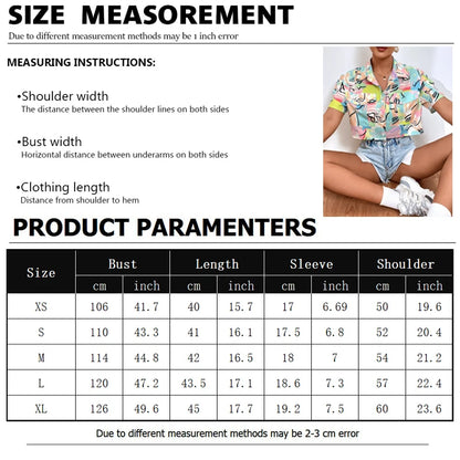 Women's Lapel Button Tank Tops Shirts Summer Casual Short Sleeve Shirts 3D Cherry Printed Women's Clothing Navel Exposed Shirts