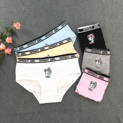 3Pcs New Fashion Cartoon Printing Letter Edge Girl Cotton Underwear Student Boxer Underwear Girls Triangle Underwear 8-16 Years