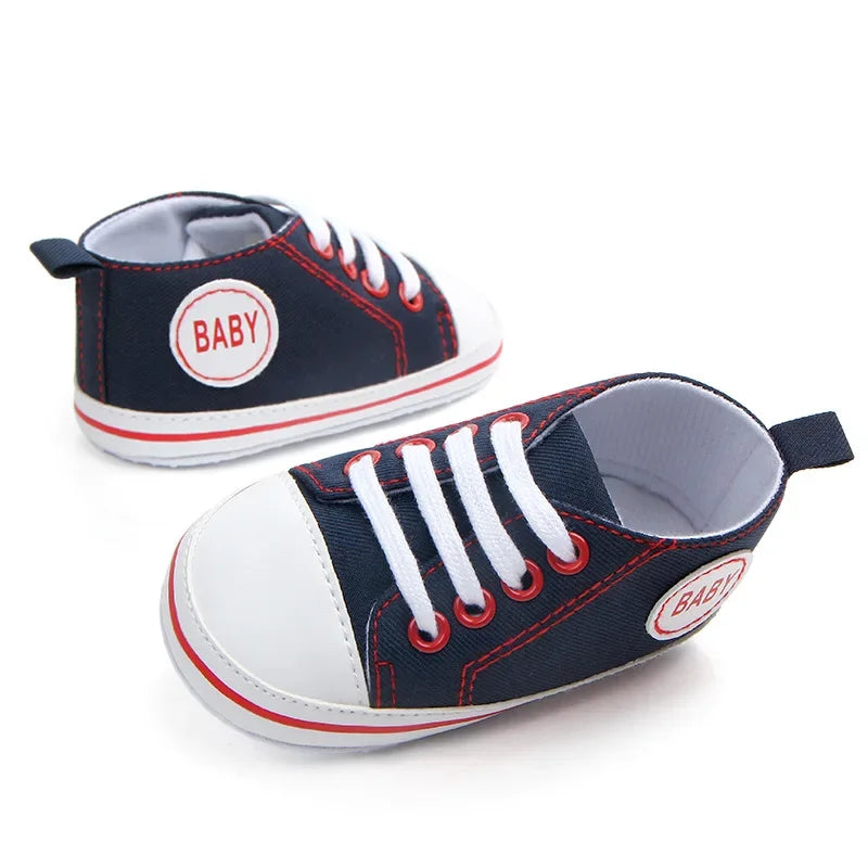 0-12 Months Baby Boys Canvas Shoes Cute Newborn Infant Toddler Crib Sneakers Little Girl Soft Sole Floor First Walkers TS111