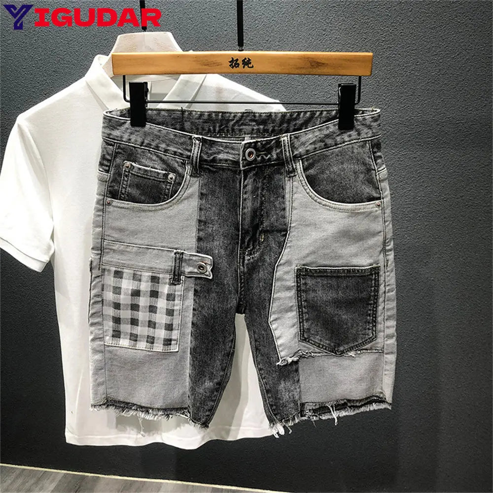 Pants Men Jeans Shorts Hole Streetwear Harajuku Slim Straight Denim Shorts Summer Casual Baggy Ripped Jeans for men clothing