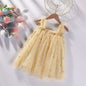 Hot New Baby Girl clothes High Quality Flower Embroidery Halter Mesh Little Girls Dress Cute Baby Dress Sweet Princess Frock