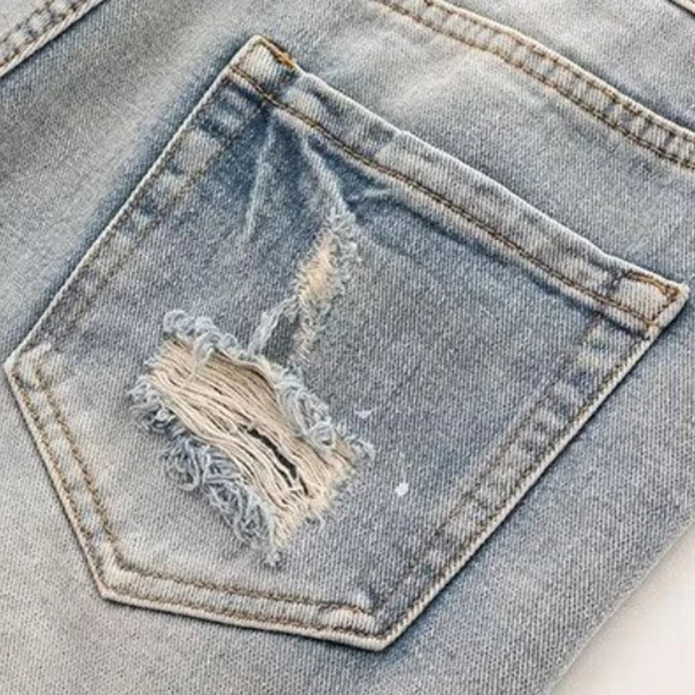Men's Summer Distressed Shorts Fashion Slim Ripped Short Jeans Vintage Streetwear