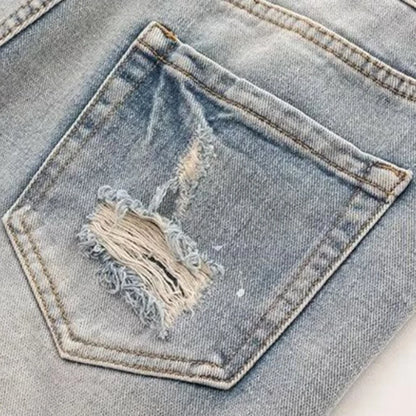 Men's Summer Distressed Shorts Fashion Slim Ripped Short Jeans Vintage Streetwear