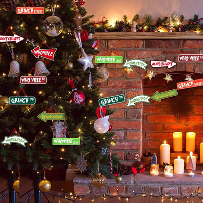 Christmas Tree Decorations 16pcs Grinch's Christmas Tree Hanging Ornament Holiday Xmas Grinch's Ornaments Grinch's Christmas Decor