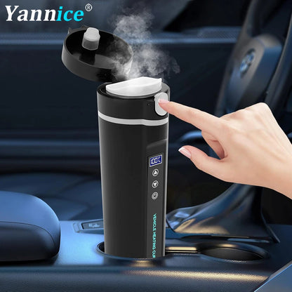 450ml Smart Car Heated Mug 12V24V Pop-up Lid Touch Screen Temperature Control Stainless Steel Portable Travel Thermal Coffee Mug