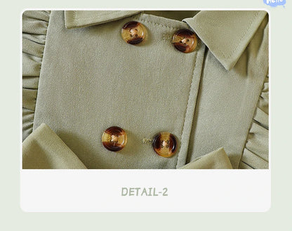 Wholesale Kids Girls Retro Solid Color Trench Belted Dress Double Breasted Elegant Summer Baby Dress