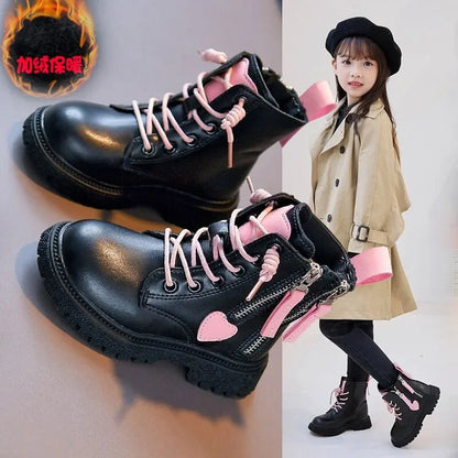 Girls Ankle Boots 2025 New Autumn and Winter Fashion Double Zip Beautiful Princess Non-slip Performance Boots for Catwalk Casual