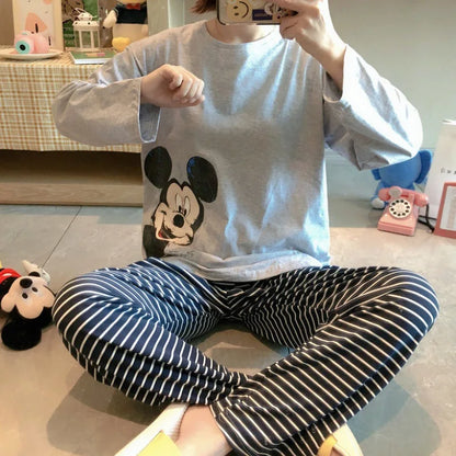 Women's Pajamas Sets Spring Autumn Two-Piece Cute Print Pajama Long Sleeve Pajama Home Clothes Two-piece