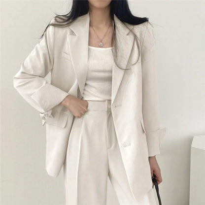 Korean Fashion Spring Women's Suits Casual Top Trousers 2 Piece Sets Women's Outfits Coats Slim Fit Blazers for Women Clothing