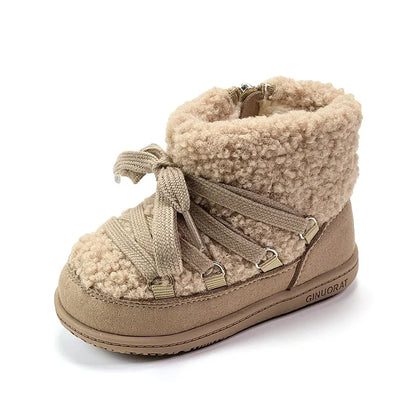 Children Lambswool Snow Boots Baby Cute Warm Winter Infant Shoes Boys Girls Fashion Short Boots With Thick Fur