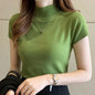 Fashion Woman Blouses 2025 Short Sleeve Summer Tops Blouse Women Turtleneck Knitted Blouse Shirt Women's Tops And Blouses