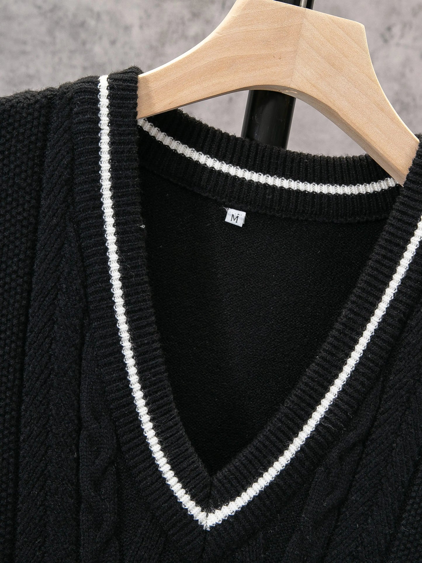 ShiSho original men's striped versatile home casual basic comfortable autumn & winter warm V-neck knitted sweater vest