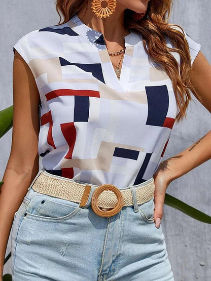 Women's Blouse Casual Short Sleeve Shirt Simple V Neck Tops Elegant Shirts And Blouses Deals Summer Youthful Woman Clothes 2025
