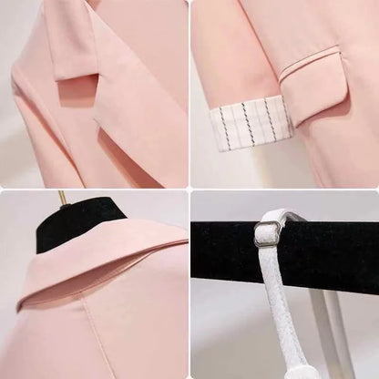 2025 spring new plus size Korean elegant women's suit female blazer leisure pants Tweed suit jacket three piece jacket pants set