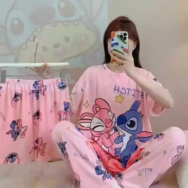 Women's New Three-piece Pajamas Home wear Set of Sweet Pajamas Cartoon Leisure Women's Home wear Pajamas Set