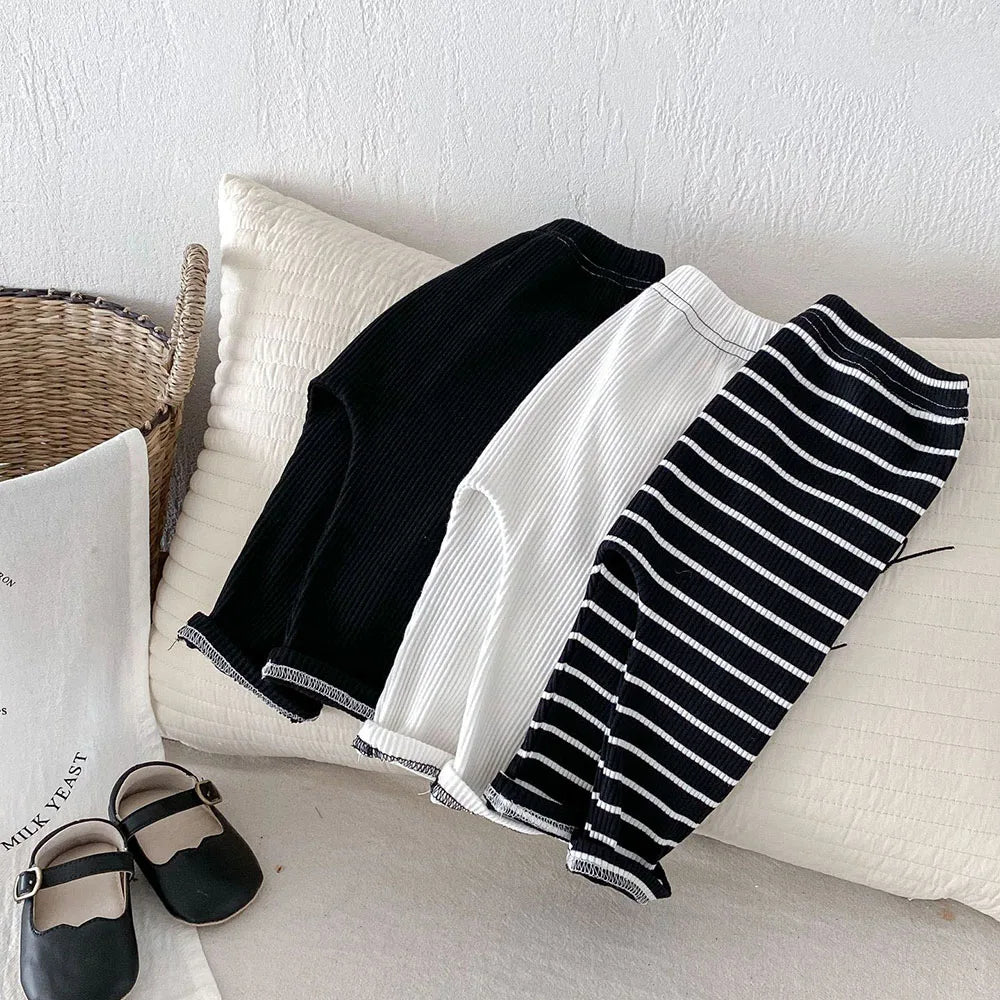 MILANCEL 2025 Autumn Baby Pants 0-3 Y Korean Style Toddler Girls Solid Big PP Leggings Infant Boys Cotton Slim Fit Trousers