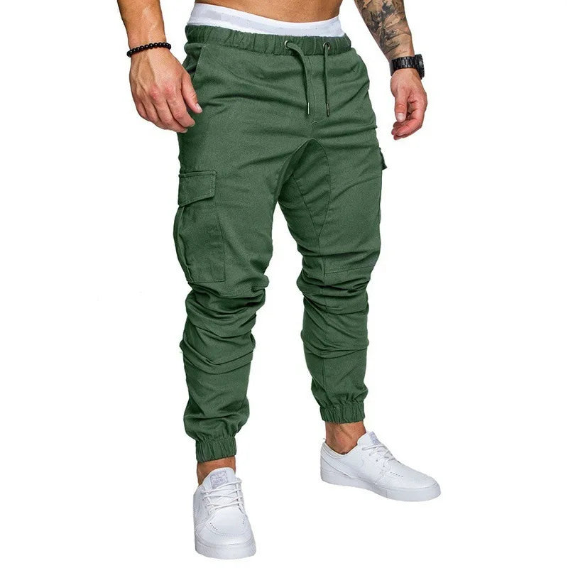 New Men's Casual Work Pants With Multiple Pockets Sports Jogger Pants