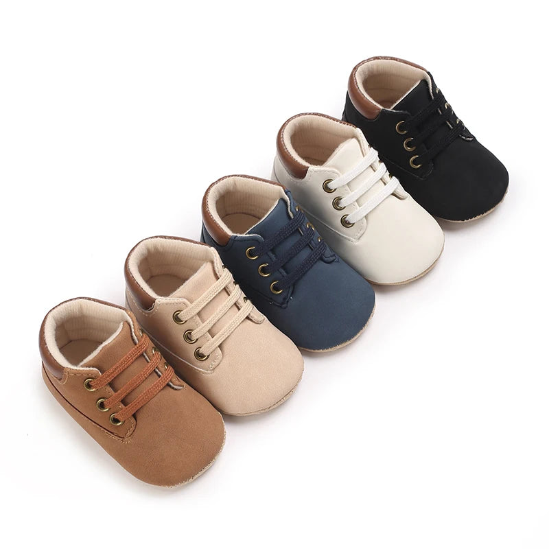 Fashionable 0-18M Boys and Girls' Shoes Classic Solid Color Leather Bottom Anti slip Preschool First Step Casual Sports Shoes