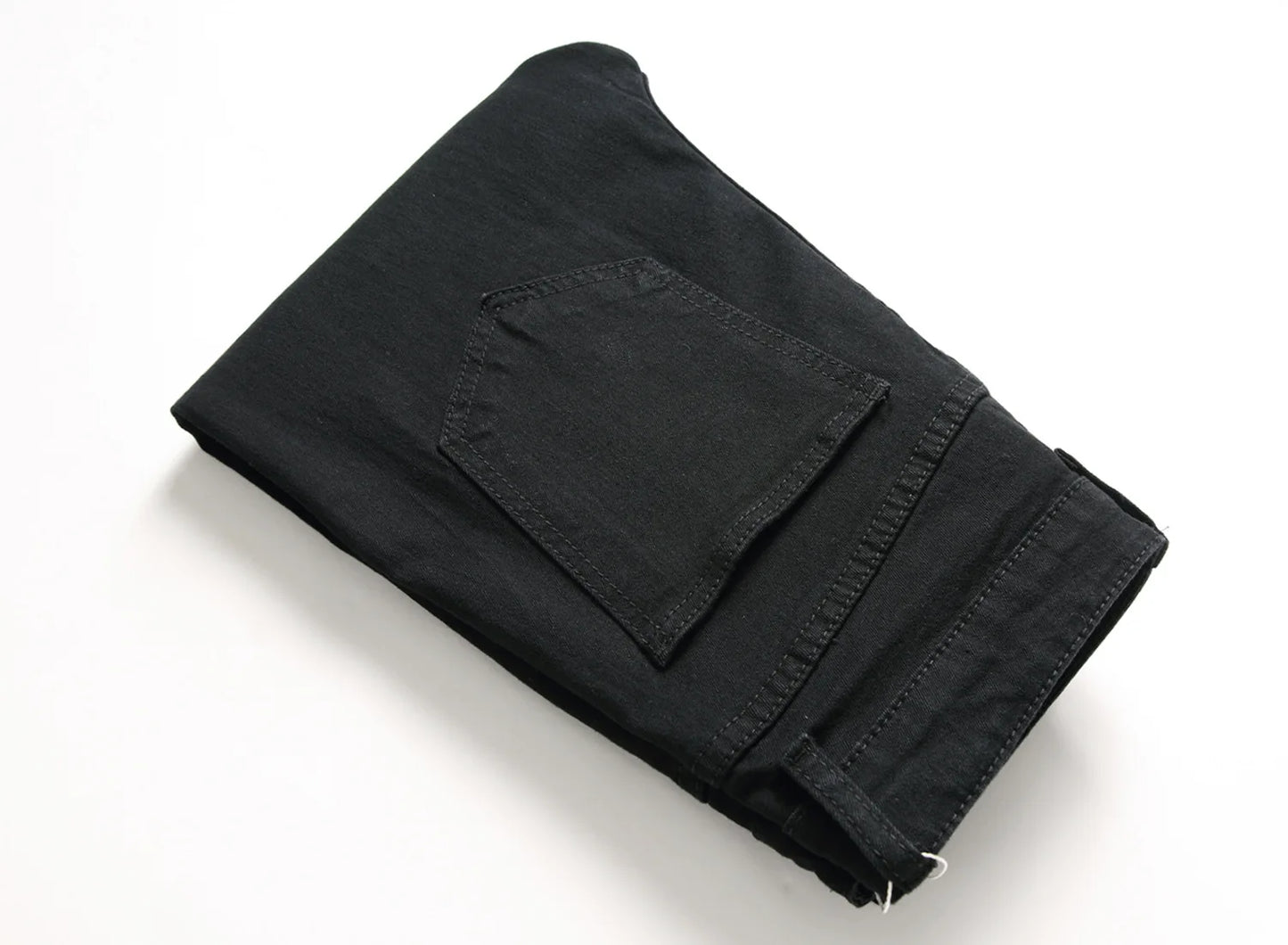 Punk Street Style Ripped Skinny Jeans Men Vintage Wash Solid Denim Trouser Men's Casual Slim Fit Pencil Denim Holes Pants 2025